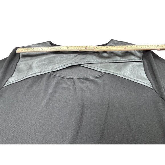 Nine West Black Long Sleeve Top With Faux Leather Detail - Picture 9 of 14